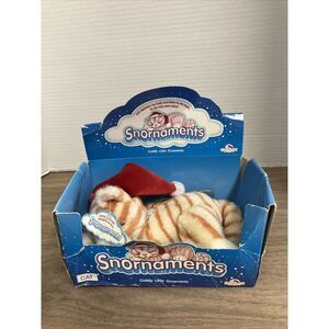 Kurt Adler Cuddly Little Ornament Snornaments Stuffed Plush Tabby Cat Sound Work